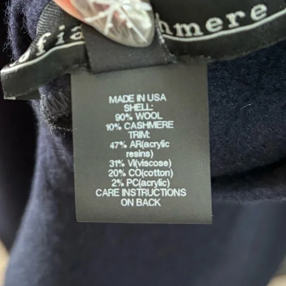 Sofia Cashmere navy and black fringe trim coat - Picture 11 of 11